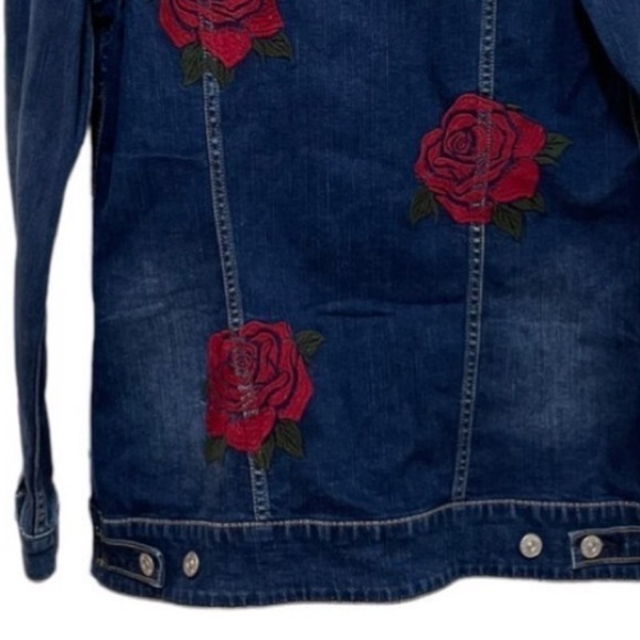 LuLaRoe Floral Embroidered Denim Jacket, Size Small - Picture 6 of 8